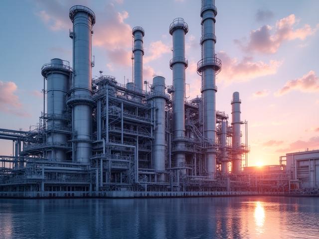 Exterior of a modern CCGT power station facility