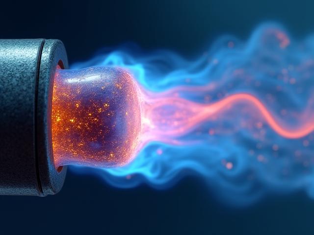 Detailed 3D rendering of a high-speed hydrogen flame and molecule structure